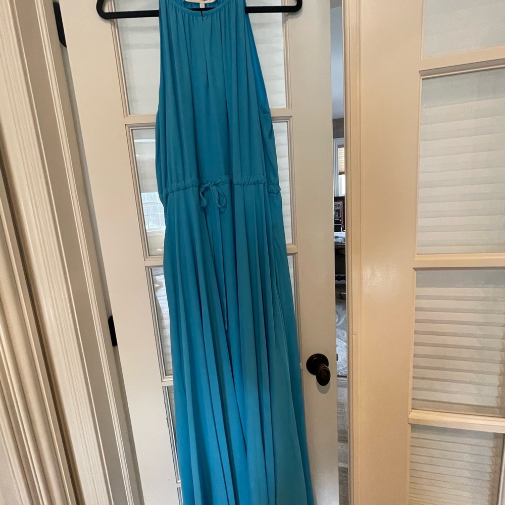 Elegant Blue Diane Von Furstenberg Maxi Dress, size L, NWT
